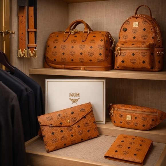 MCM Handbags - Authentic MCM Envelope Pouch Clutch in Cognac